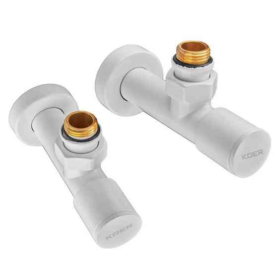 Комплект кранів для рушникосушки кутовий Koer KR.SET.534 WHITE - M1/2''xM1/2'' подовжений (KR5843)   ( 29665 ) Харьков