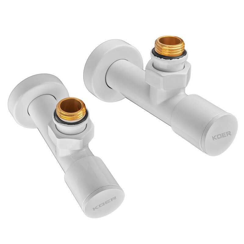 Комплект кранів для рушникосушки кутовий Koer KR.SET.534 WHITE - M1/2''xM1/2'' подовжений (KR5843)   ( 29665 ) Харків - фото 2