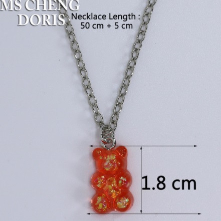 Біжутерія ведмедики кулон, червоний з перламутром - довжина ланцюжка 50см, смола, цинковий сплав Київ - фото 1