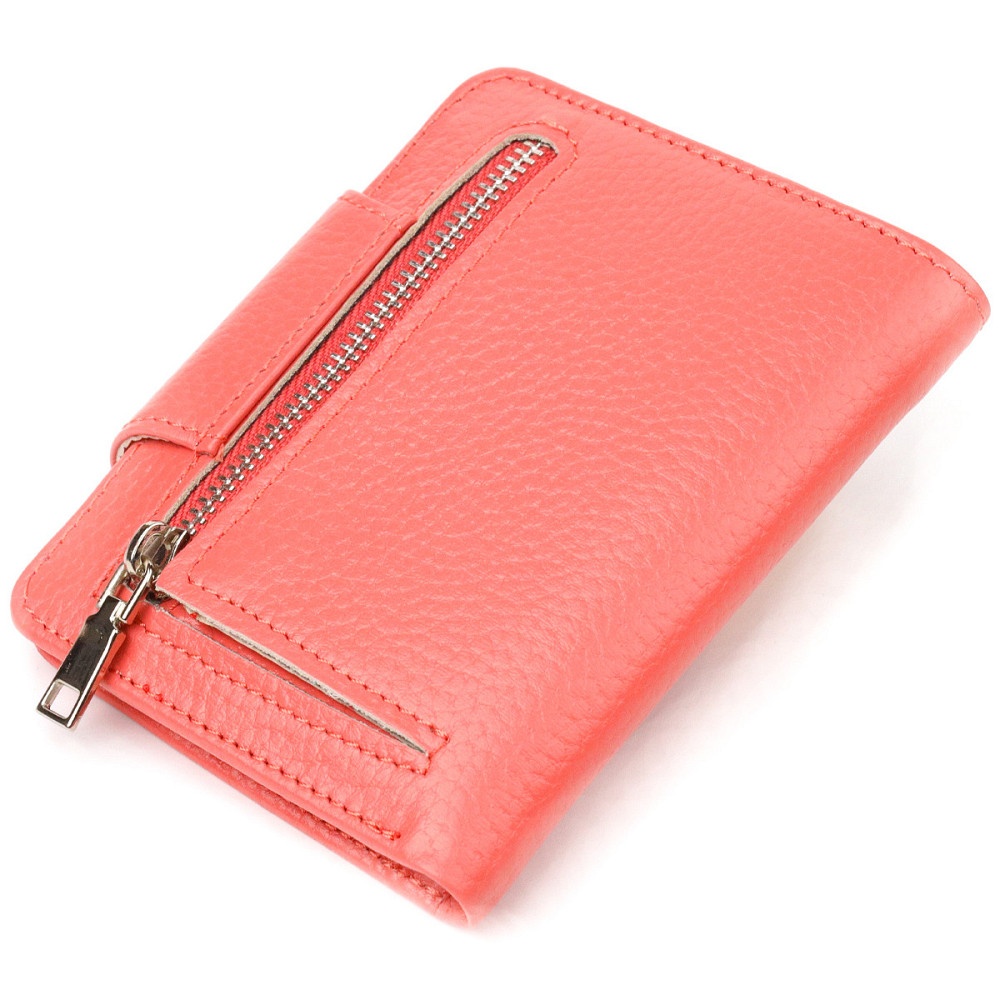 Стильный компактный женский кошелек из натуральной кожи CANPELLINI 21669 Коралловый Киев - изображение 10