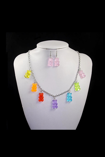 Украшения мишки (набор) - в набор входит сережки и ожерелье, материал смола Киев - изображение 1