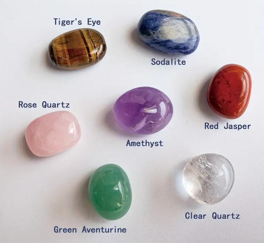 Набор из 7шт. натуральных полированных кристаллов, энергетических минералов и камней чакры в мешочке Киев - изображение 3