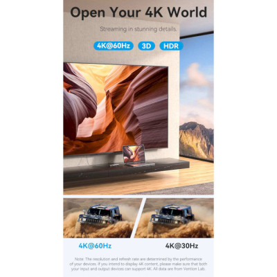 Концентратор Vention USB 3.1 Type-C to HDMI 4K60Hz/USB 3.0x3/PD 100W 5-in-1 (TQDHB) Винница - изображение 4