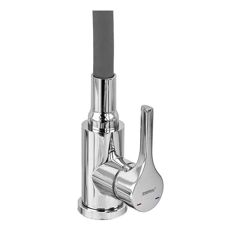 Змішувач для кухні Zerix Rex-011 Chrome Refl.Grey з нержавіючої сталі (Колір хром+силіконовий вилив сірий) (ZX6128)   ( 29053 ) Харьков - изображение 7