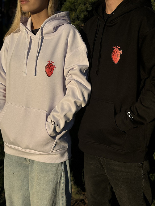 Парні худі для закоханої пари "Heart" і своїми ініціалами на рукавах Чернівці - фото 3
