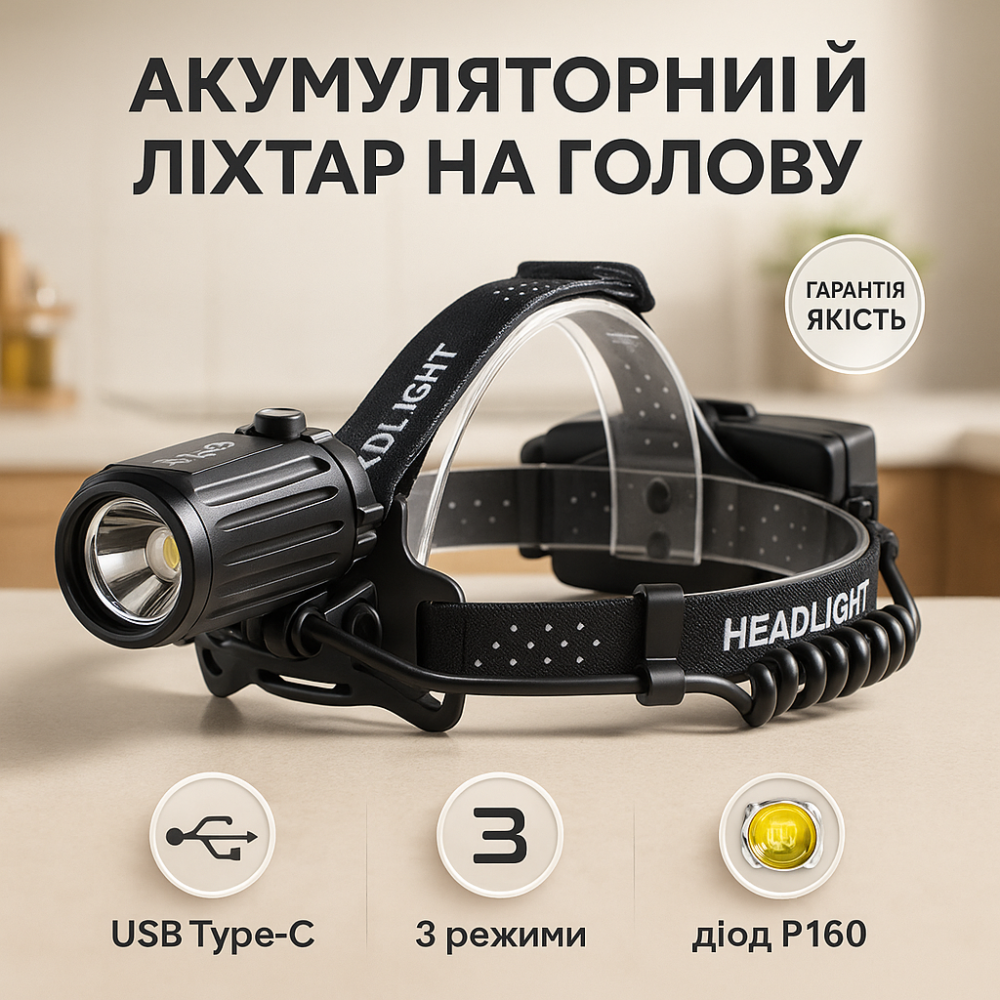 Фонарик на лоб BL-T35-P160, Мощный аккумуляторный налобный фонарик, Мощный фонарь для рыбалки SF-50 Львов - изображение 10