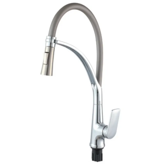 Кухонный смеситель Plamix Lucas-017 SET хром серый с подводкой (PM0715) Харьков