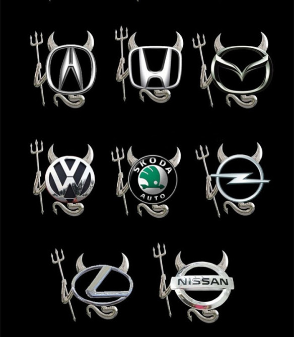 Стікер на авто Чортик з вилами опукла на емблему Київ - фото 1