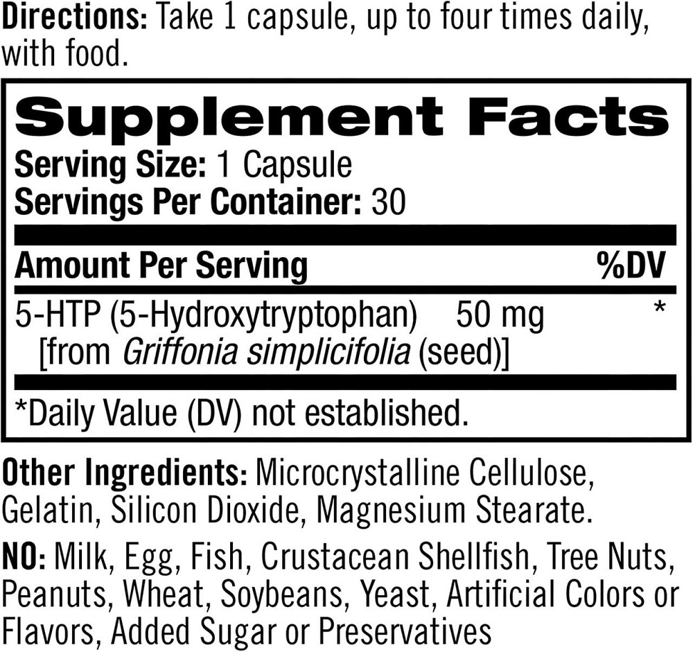 5-гідрокситриптофан Natrol 5-HTP 50 мг 30 капс Київ - фото 2
