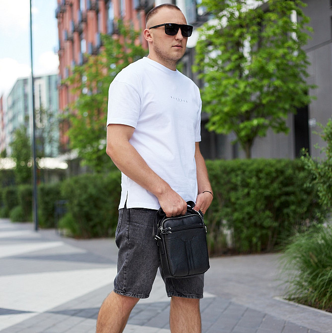 Чоловіча чорна сумка через плече, чоловіча сумка планшет, чорна чоловіча барсетка через плече Tiding Bag Київ - фото 7