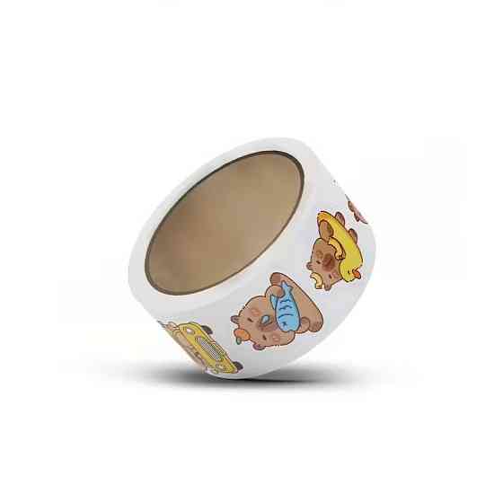 Стикеры «Капибара» — рулон 500 шт, Ø2.5 см, милые наклейки для школы и упаковки Киев