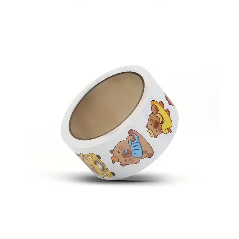 Стикеры «Капибара» — рулон 500 шт, Ø2.5 см, милые наклейки для школы и упаковки Киев - изображение 2