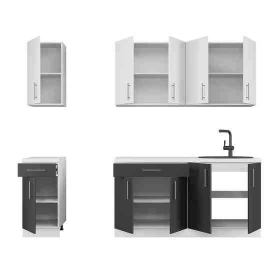 Кухня модульна Еверест Оптіма набір №3 Німфея альба+Антрацит 2,6 м (без стільниці) (DTM-5702) Львів