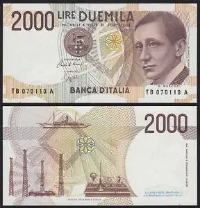 Італія/Italy 2000 Lire 1990 Pick 115 UNC Копія Полтава