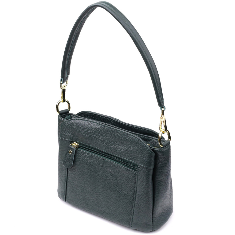 Кожаная сумка для женщин с тремя отделениями Vintage 22977 Зеленый Киев - изображение 2