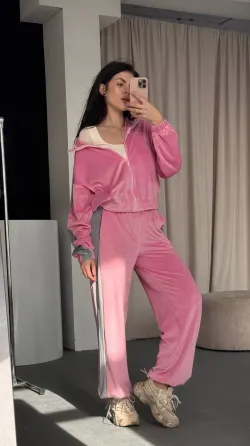 Жіночий велюровий костюм 2-ка — регульовані штани (джогери/палацо) Одеса