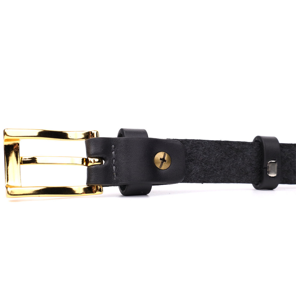 Тонкий шкіряний ремінь для жінок GRANDE PELLE 22947 Чорний Київ - фото 4