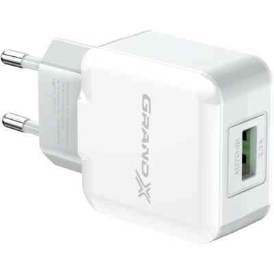 Зарядное устройство Grand-X USB 5V 2,1A White + cable USB -> micro USB, Cu (CH-03UMW) Винница