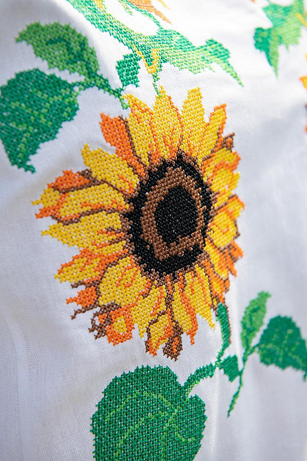 Вишиванка жіноча, лляна з довгим рукавом, біла, топ Київ - фото 5