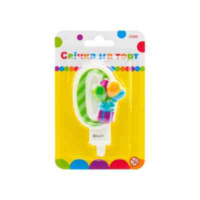 Свічка Maxi двостороння "0" із зображенням надувних кульок висотою 7,62 см (MX622069-0) Вінниця