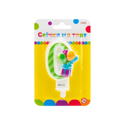 Свеча Maxi двостороння "0" із зображенням надувних кульок висотою 7,62 см (MX622069-0) Винница - изображение 1