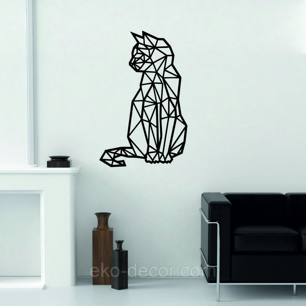 Декоративне настінне Панно «Кіт» Декор на стіну 70*45 см, Чорний Київ - фото 3