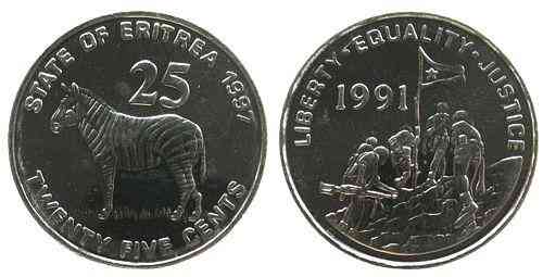 Eritrea Еритрея 25 Cents 1997 UNC Полтава