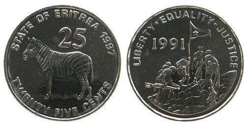Eritrea Эритрея 25 Cents 1997 UNC Полтава - изображение 1