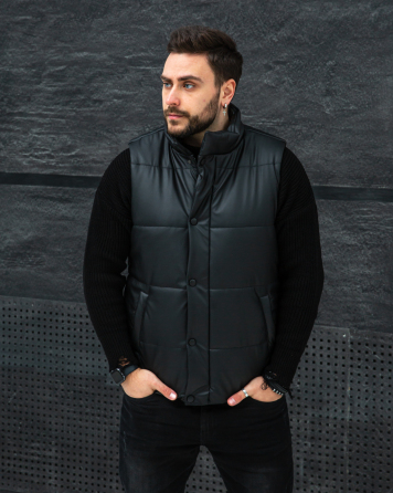 Жилетка чоловіча шкіряна дута Чорний L Харків