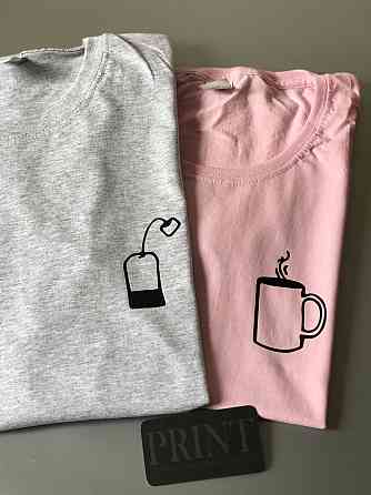 Парні футболки для хлопця та дівчини з принтом Чашка/пакетик Чернівці