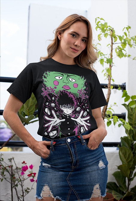 Футболка мужская аниме Аниме Манга Моб Псйкхо оверсайз (S/M/L) Черний AnimeJ0450 Днепр - изображение 8