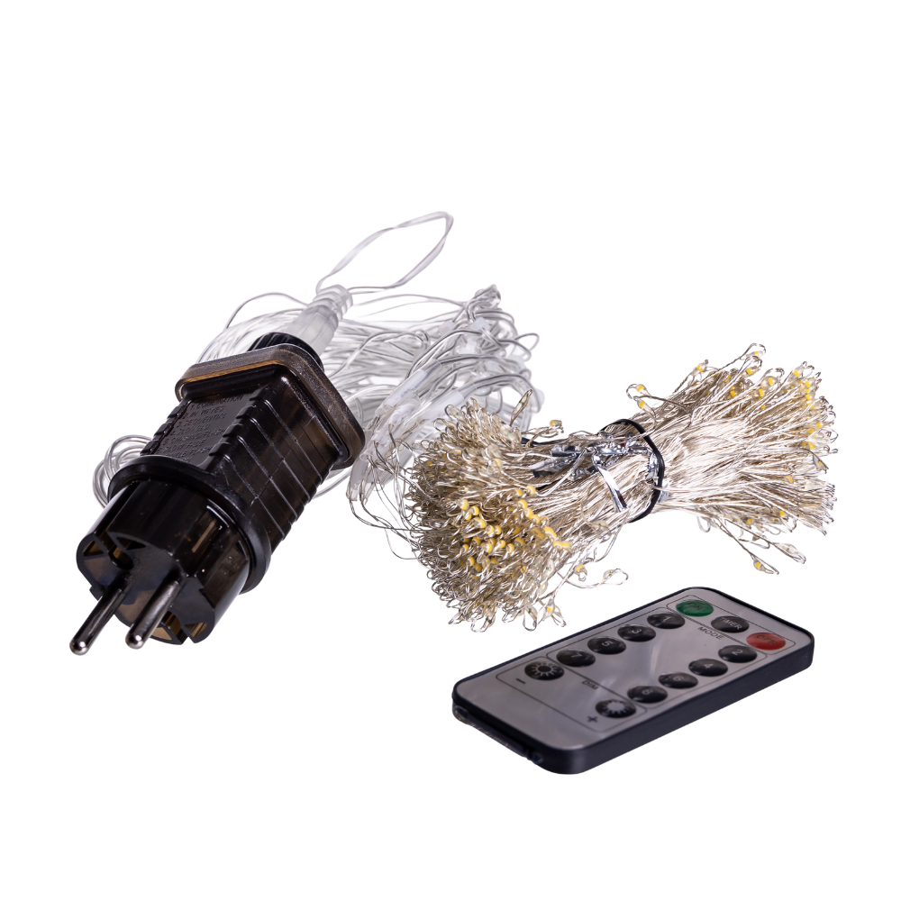 Новорічна гірлянда кімнатна штора роса Хвойна лапа 3х3 м 600 LED Жовте світло D600LED3MY Київ - фото 2