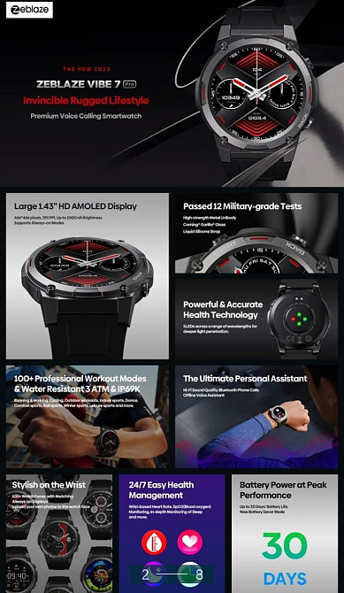 СМАРТ - Часы: Zeblaze Vibe 7 Pro Smart , Браслет Band Watch Xiaomi. Киев - изображение 2