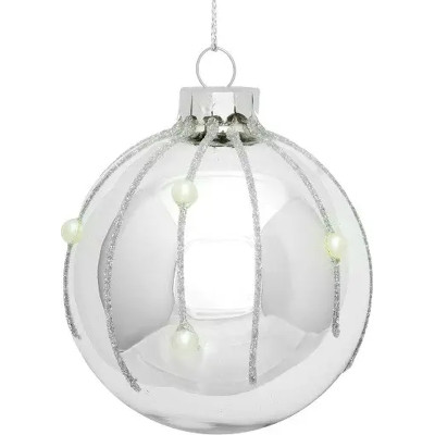 Елочная игрушка House Of Seasons Стеклянные шарики 3 шт D7 см Серебряные (8718861801569) Винница - изображение 5