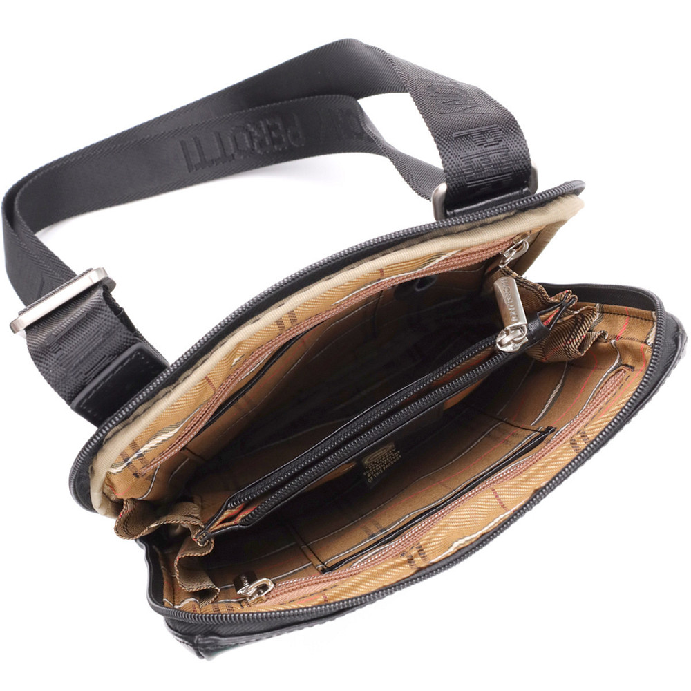 Цікава чоловіча сумка через плече з гладкої натуральної шкіри Tony Perotti 20855_1 (9137-20 nero) Чорний Київ - фото 9