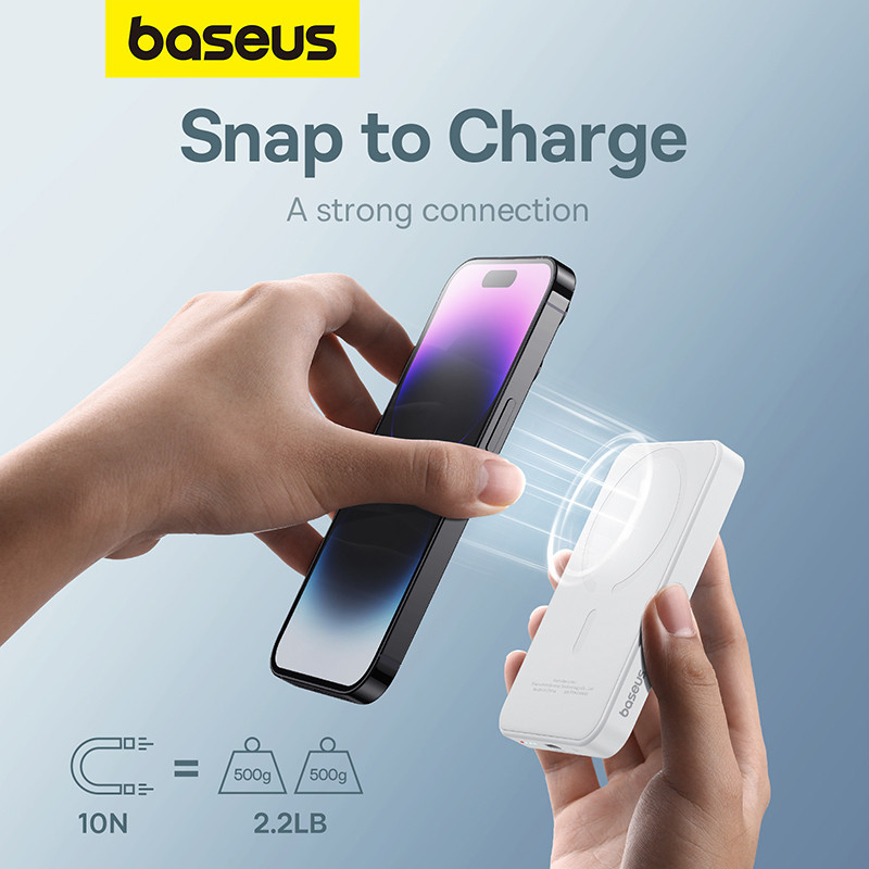 Зовнішній акумулятор Baseus Magnetic Mini Wireless Fast Charge Power Bank 5000mAh 20W Stellar White（With Simple Series Charging Київ - фото 10