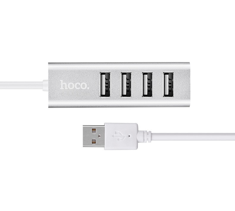 USB-хаб HOCO HB1 на 4 порти, сріблястий Київ - фото 1