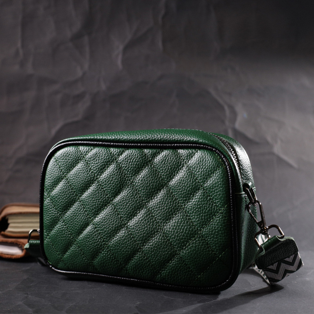 Сумка через плечо на одно отделение из натуральной кожи Vintage 22384 Зеленая Киев - изображение 9