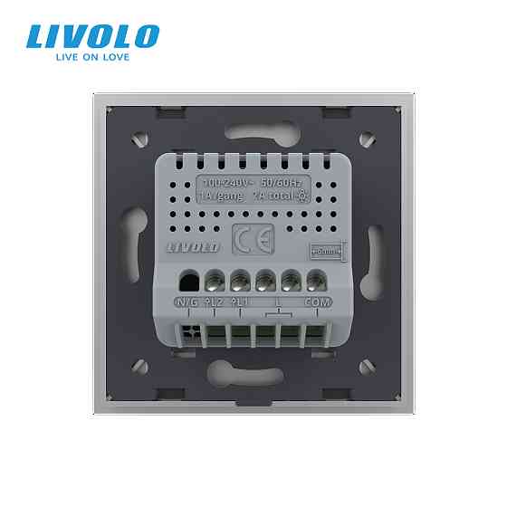 LIVOLO Сенсорний прохідний/перехресний димер 2 сенсори LIVOLO сірий матове скло Коломия