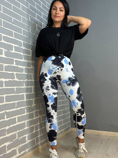 Лосини жіночі A-N 1346 варені тай дай пуш-ап блакитні з чорним, блакитний з чорним, S Київ - фото 1