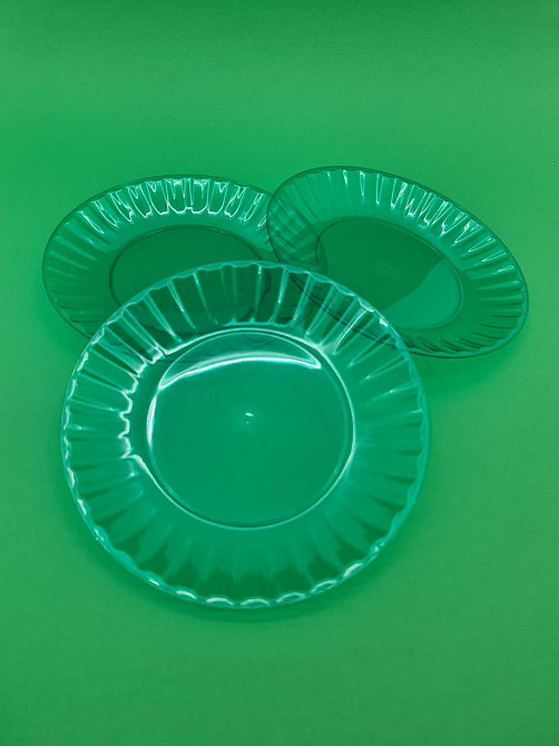 Одноразова тарілка склоподібна діаметр 205 мм зелена (10 шт.) Харків - фото 4