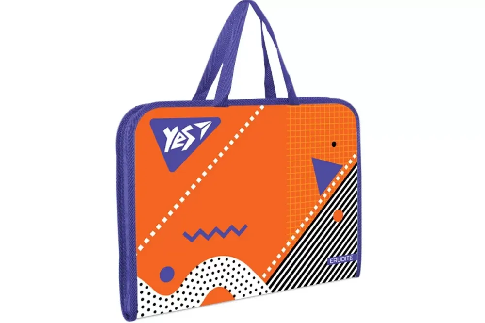 Папка-портфель на блискавці з тканинними ручками 