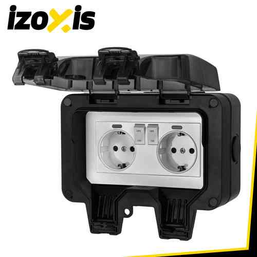 Водонепроникна подвійна розетка для вулиці IP66 230 V 16 A Izoxis (27730) Нововолинськ