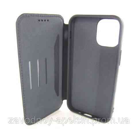 Чехол книжка iPhone 12 mini Кожаный (черный) Одесса