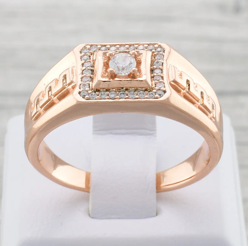 Печатка Xuping 11597 белые фианиты, позолота РО, ширина11 мм, размер 19, вес 4,6 г, мужская Киев - изображение 3