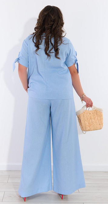 Белый льняной костюм большого размера (50) Киев - изображение 2