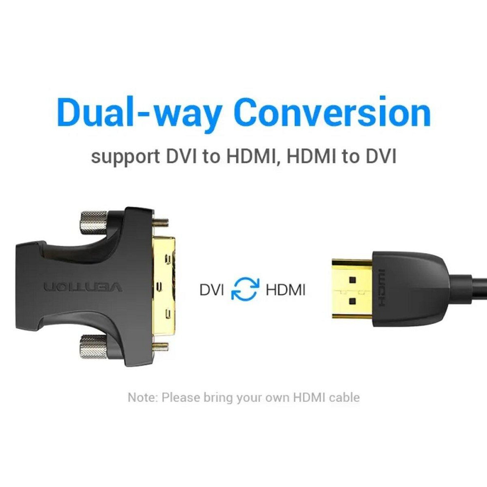 Відеоадаптер відео перехідник адаптер Vention HDMI "мама" - DVI "тато" Adapter Black AILB0 Одеса - фото 3