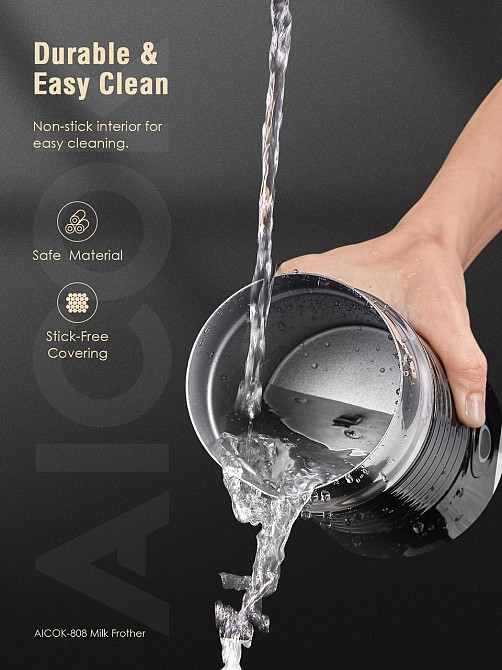 Спінювач молока Aicok 240 мл, міксер-пінозбивач, капучинатор з антипригарним покриттям, підігрів і холодна піна Київ - фото 6