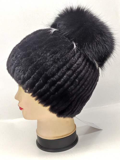 Шапка меховая женская фонарик Эльвира Черный Харьков - изображение 3