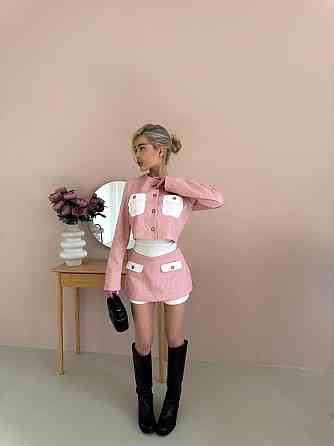 Женский спелый костюм тройка клетка шерсть; шорты вавилка Пудра, 44/46 Одесса